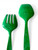 Vintage green plastic galalith mottled salad servers fork & spoon 1940's ENGLAND close up view