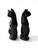 Vintage ARTMART black cat ceramic figurine statue glossy X2 pair 1960's TAIWAN side view