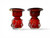 Vintage TARNOWIEC red art glass candle holder vase X2 pair 1970's POLAND back view