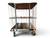 Vintage industrial Dutch station trolley rolling cart drinks bar display shelf front view