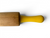 Vintage rolling pin yellow plastic handles solid wood 1970's AUSTRALIA close up view
