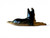 Vintage Alsatian German Shepherd dog reclining stoneware figurine 1960's JAPAN back view