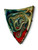 Vintage enamel copper brooch shield swirl mid-century modern 1950's GERMANY main view
