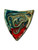 Vintage enamel copper brooch shield swirl mid-century modern 1950's GERMANY front view