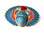 Vintage BM CO BREADNER scarab gold enamel brooch Egyptian winged 1970's CANADA front view