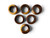 Vintage Mulga wood napkin rings solid round two-tone X6 set 1960's AUSTRALIA bottom view
