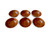 Vintage parquet wood bowls mini pinch oil charcuterie set X6 1960's THAILAND front view