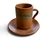 Vintage Ray Cook Pottery espresso mug & saucer green drip-glaze set of 5 1960s side cup & saucer view