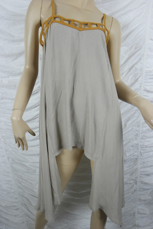 TALULAH taupe mushroom beige lattice flared draped singlet top size M NWOT front view