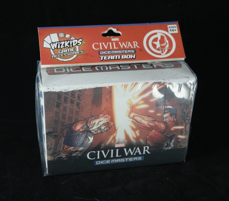 Front photo of NECA wizkids Marvel "Civil War" dice masters team box NEW