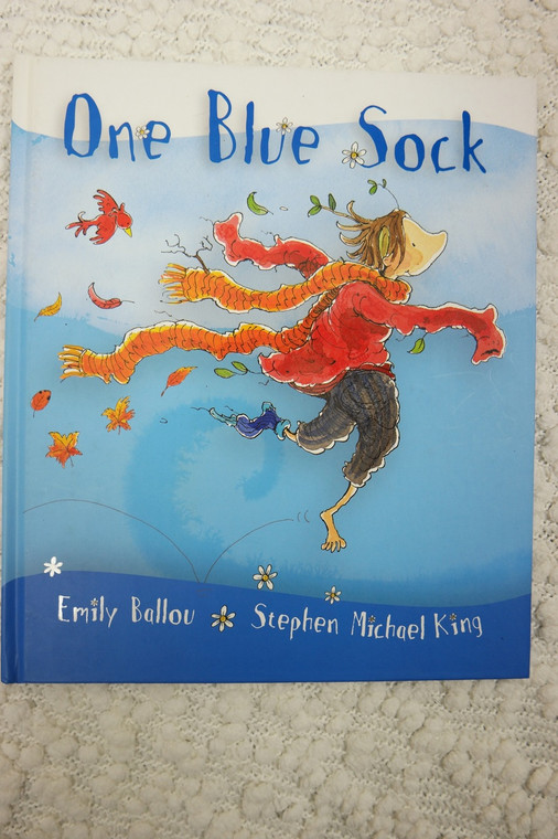 ONE BLUE SOCK by Emily Ballou hardcover picture book 2007 VGUC  front view