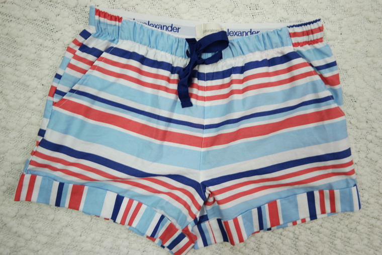 PETER ALEXANDER multi-coloured striped 100% cotton boxer shorts size XS BNWT front view