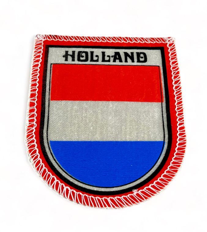 Vintage travel cloth badge HOLLAND THE NETHERLANDS flag 1960's NEW front view
