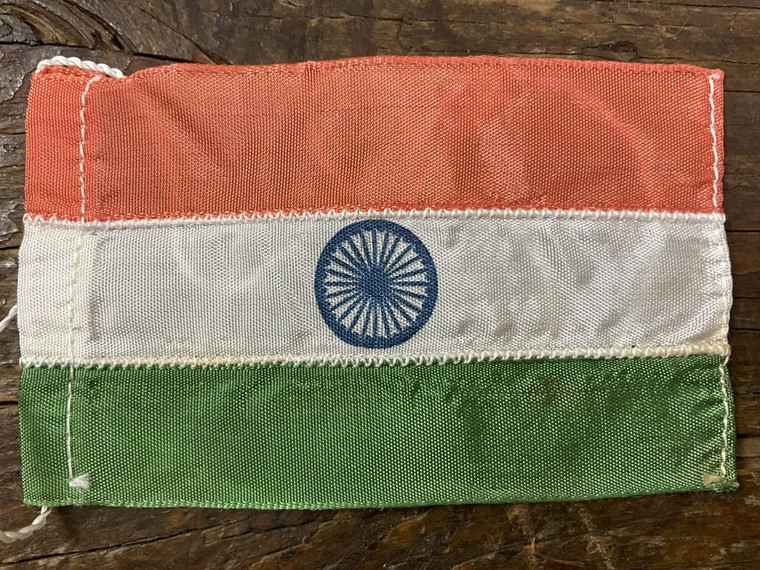 Vintage cloth mini FLAG & METAL INDIA ensign merchant flag 1970's EVC main view