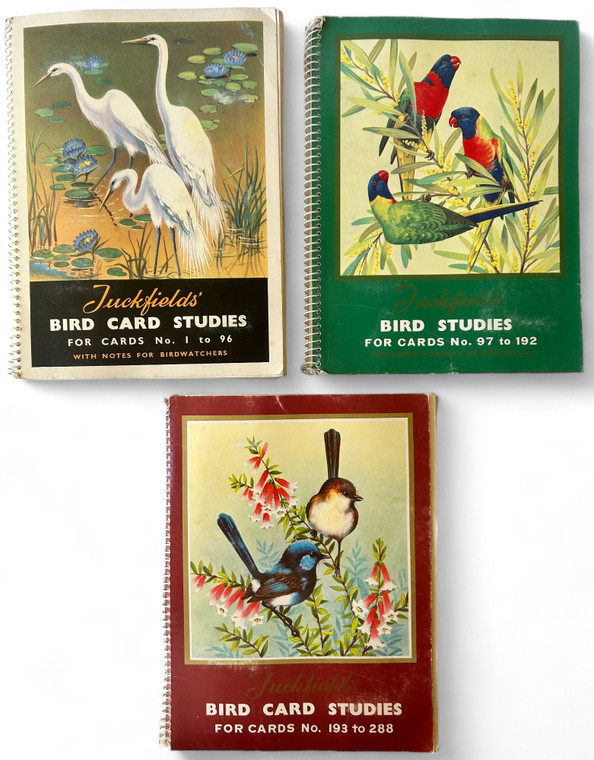 Vintage TUCKFIELD'S TEA card bird series albums 1-3 X3 1960's AUSTRALIA GVC front view