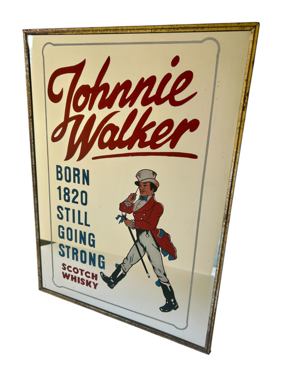 Vintage JOHNNIE WALKER scotch whisky Still Going Strong bar mirror framed 1960's main view