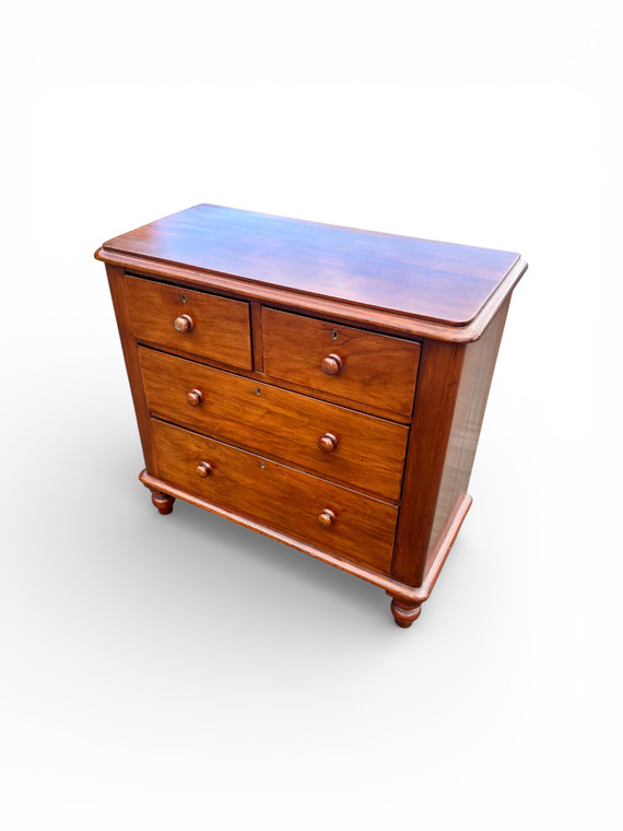 Antique chest of drawers 4 drawers cedar small Victorian 1900's AUSTRALIA front side view