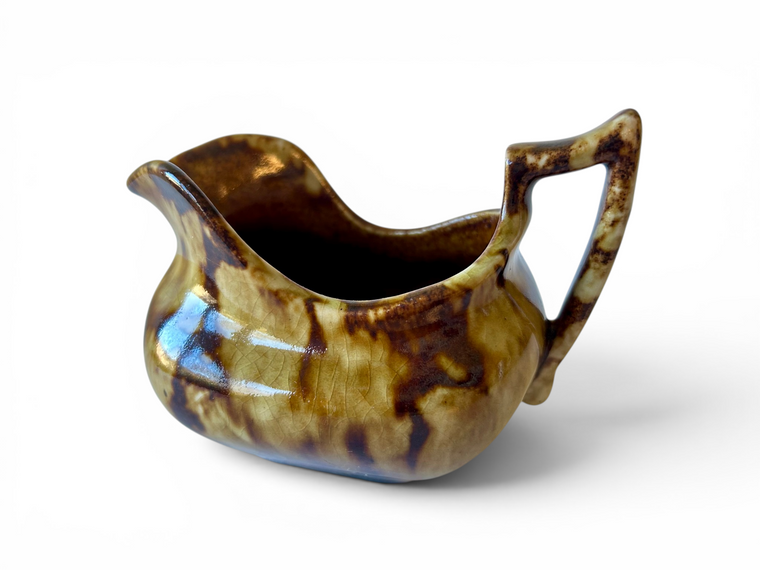 Antique BENDIGO POTTERY brown mottled Gipsy jug milk creamer 1920's AUSTRALIA main view