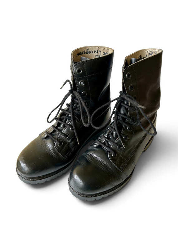 Vintage LYMINGTON PACIFIC black leather cadet combat military ADF boots size 7.5 main view