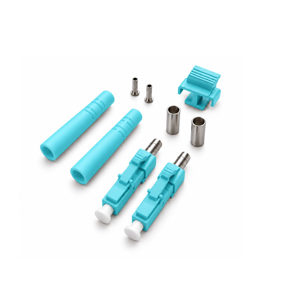 LC Multimode 50um Duplex Epoxy Polish Connector Aqua 2mm Boot - 100  Pack