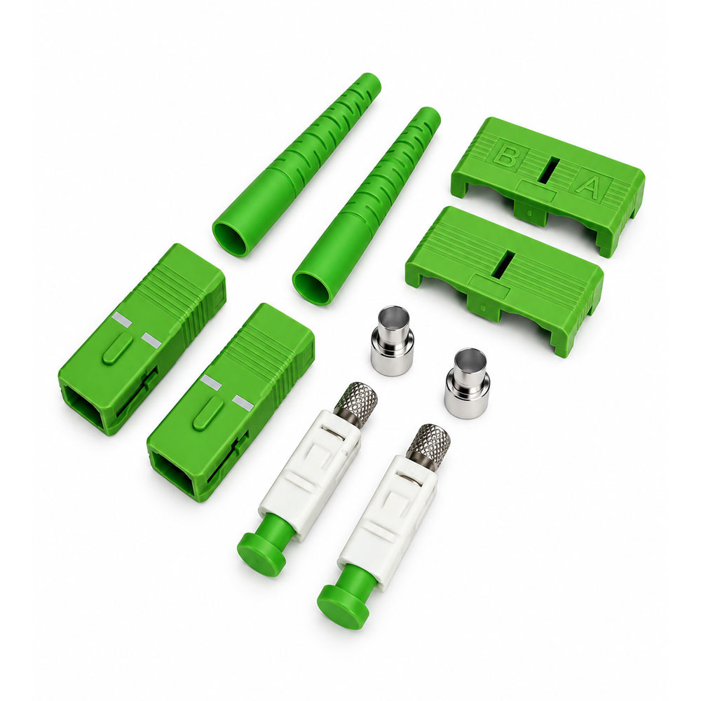 SC/APC Singlemode Duplex Epoxy Polish Connector Green 3mm Boot - 100  Pack
