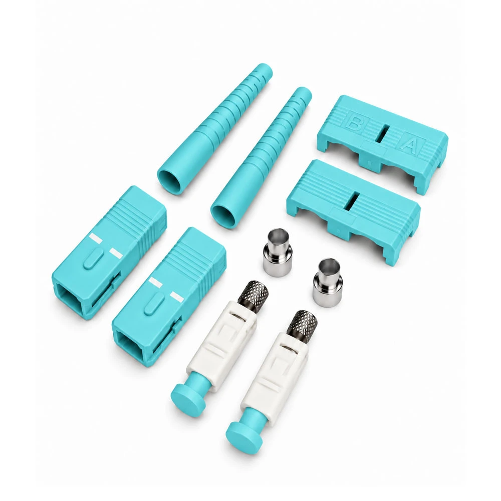 SC Multimode 50um Duplex Epoxy Polish Connector Aqua 3mm Boot - 100  Pack
