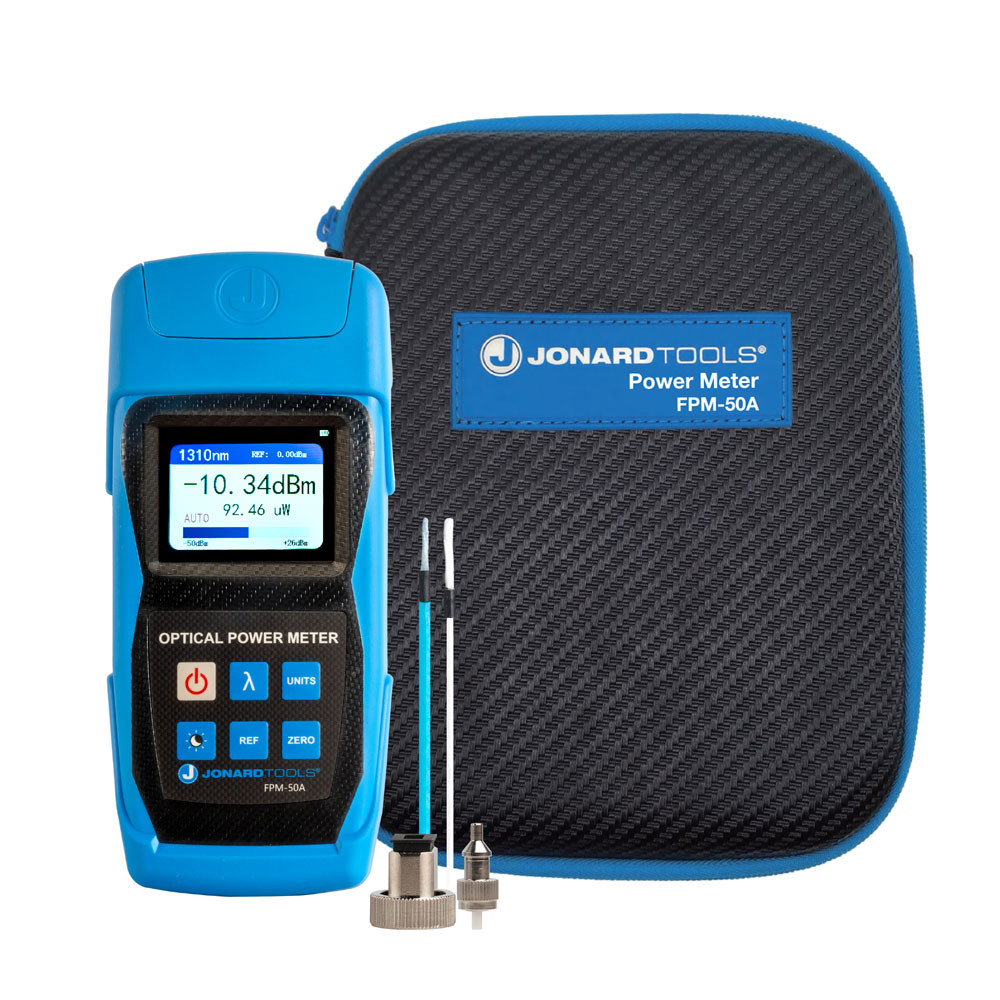 Jonard FPM-50A Fiber Optic Power Meter SM/MM with FC/SC/LC Adapters for PC/UPC/APC Connectors