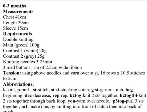Knitting Pattern #442