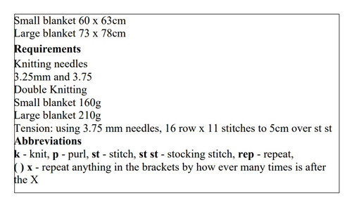 Knitting Pattern #734