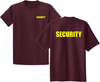 Athletic Maroon Security T Shirt with Yellow | Big and Tall Athletic Maroon Security T Shirt | Security Tee | Security Shirt Maroon