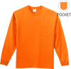 Safety Orange Pocket Long Sleeve T Shirt Front