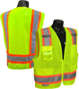 Safety Orange Two Tone Surveyors Vest with Solid and Mesh.  Surveyor Vest with 8 Pockets.