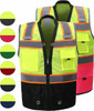 Two Tone Class 2 Premium Surveyors Safety Vest with Solid Bottom | clear badge id pocket