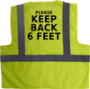 6 Foot Distance Safety Vest | Please Keep Back 6 Feet Class 2 Safety Vest | Keep 6ft Away Safety Vest | Printed Safety Vest Back