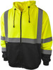 Safety Green Class 3 Hoodie | Hi-Vis Lime Class 3 Hooded Sweatshirt with Black Bottom | Class 3 Sweater