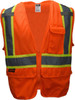 Safety Orange Class 2 Safety Vest | High Visibility Safety Vest | Safety Orange Safety Vest with Yellow Stripe