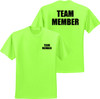 TEAM MEMBER Neon Green Pre Printed T Shirt | TEAM MEMBER Neon Green Uniform Shirt | Neon Green Event Staff Tee