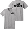 TEAM MEMBER Sport Grey Pre Printed T Shirt | TEAM MEMBER Sport Grey Uniform Shirt | Sport Grey Event Staff Tee