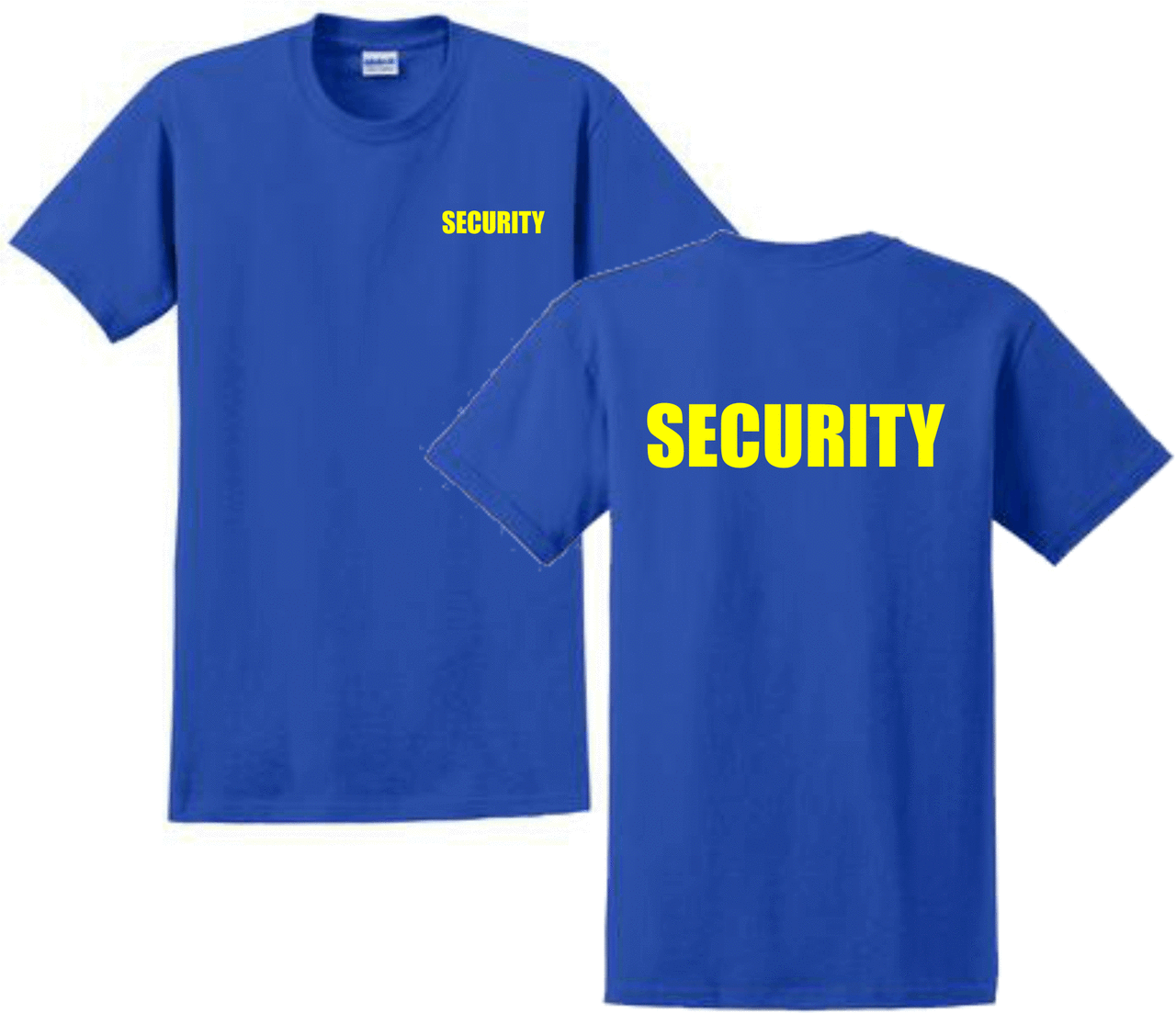 Royal Blue Security T Shirt with Yellow | Big and Tall Blue Security T Shirt | Security Tee | Security Shirt Royal Blue