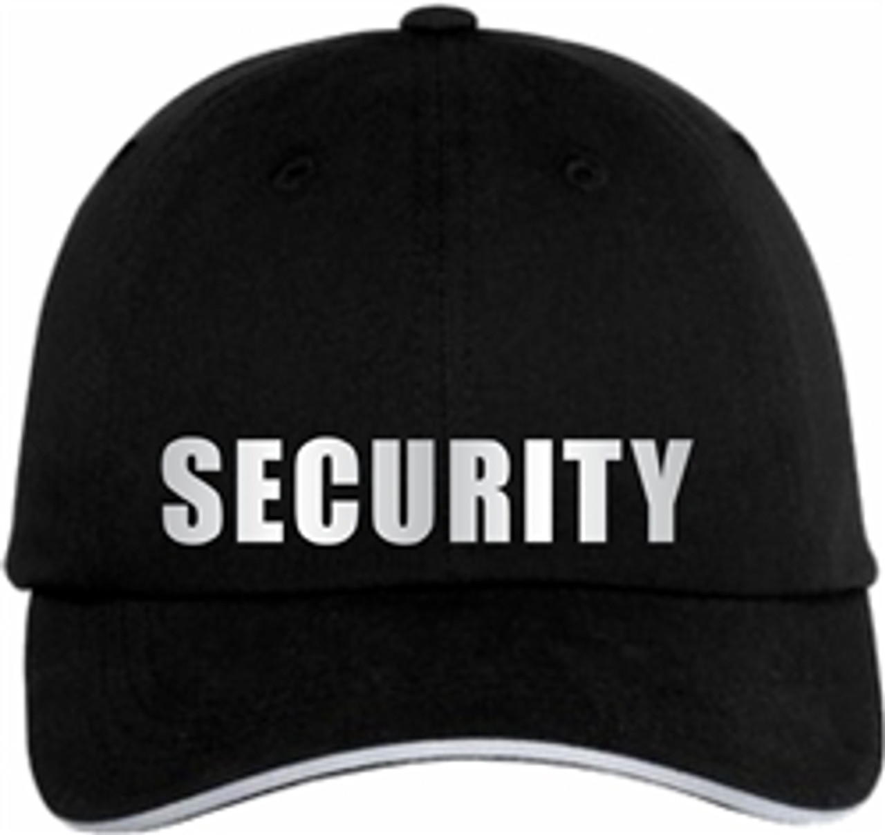 Black reflective Security Cap  |  Security Guard Reflective Sandwich Bill Cap | Security Guard Hat | Security Uniform Hat