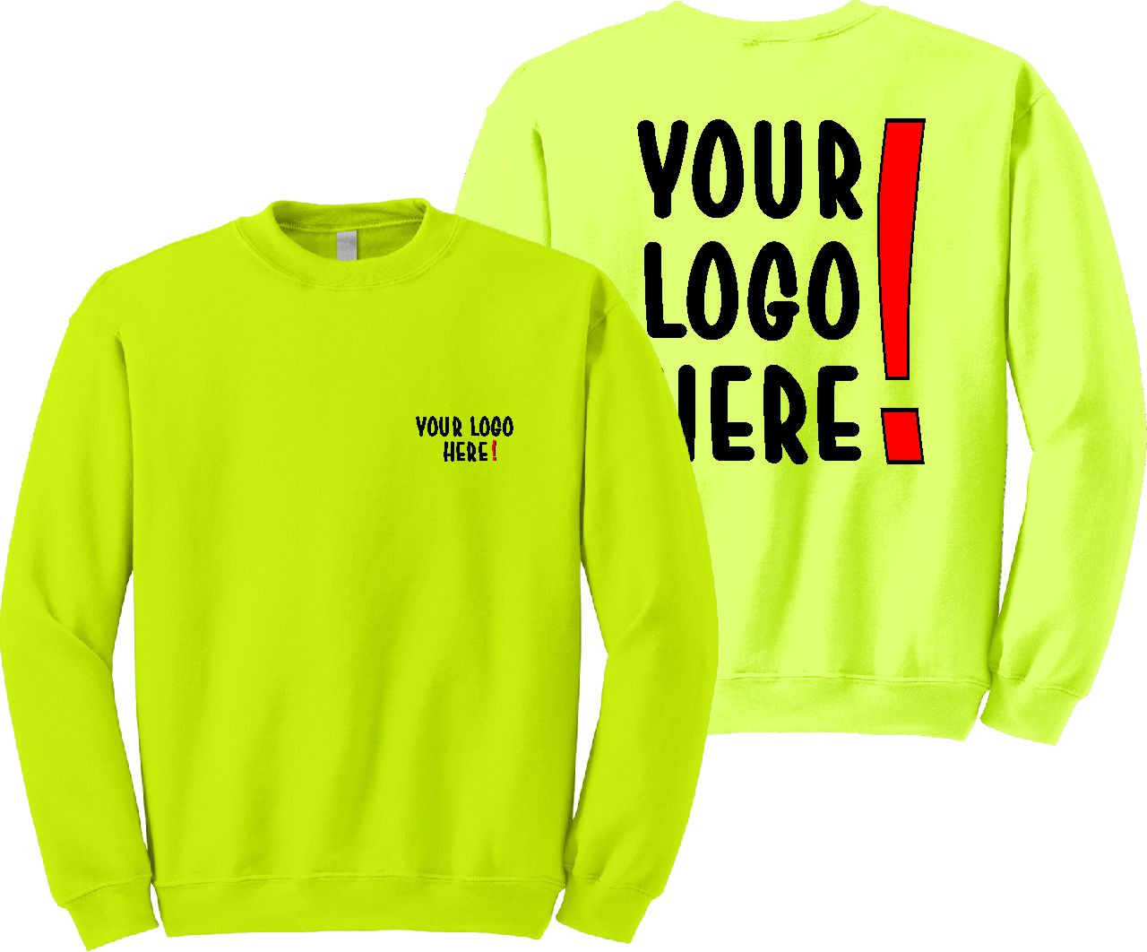 Safety Green Fleece Crewneck Sweatshirt *Custom Printing Available*