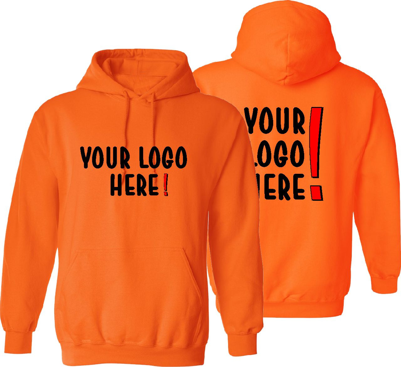 Custom Printed Safety Orange Hoodie | Safety Orange Hoodie with Logo | Safety Orange Sweatshirt Printed