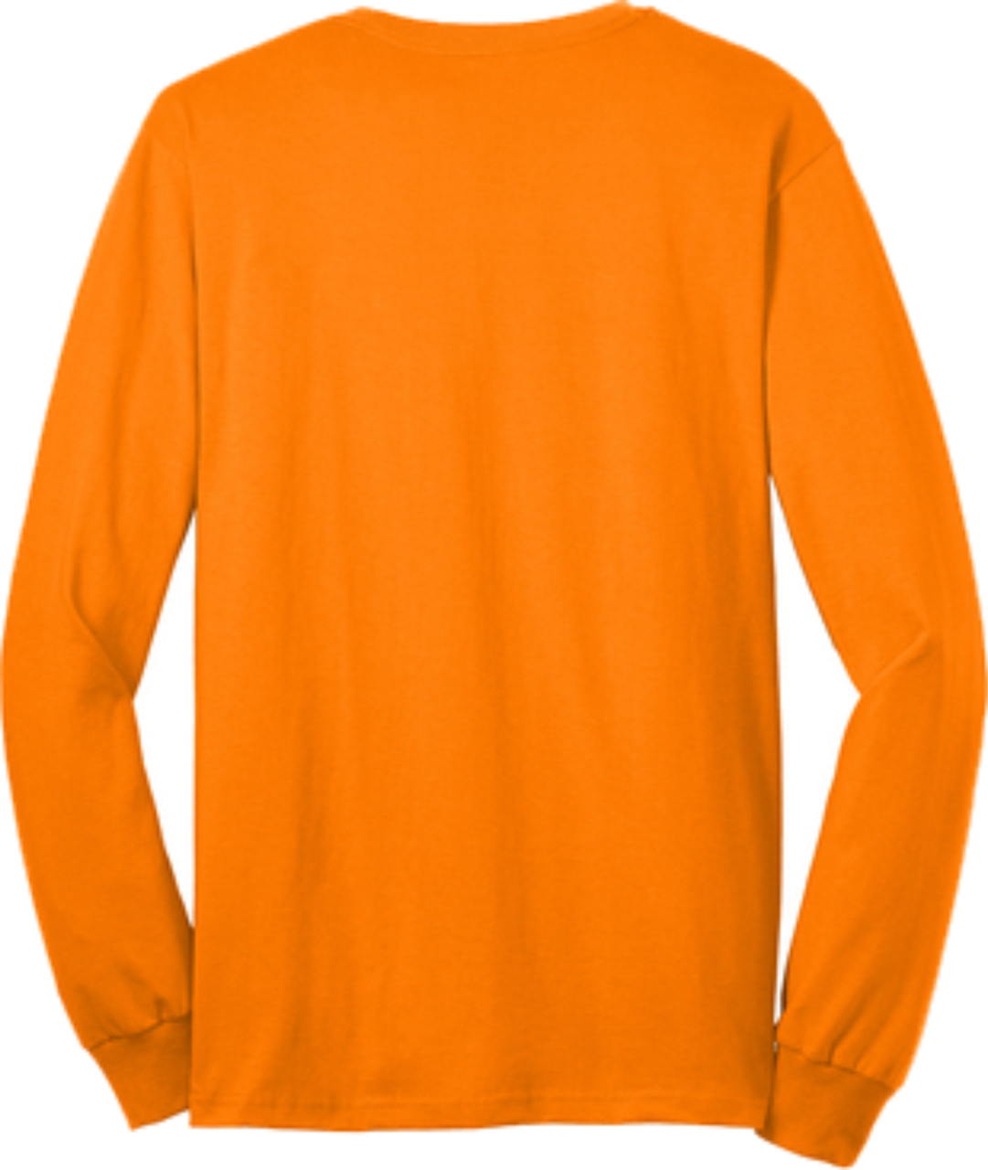 Safety Orange Pocket Long Sleeve T Shirt Back