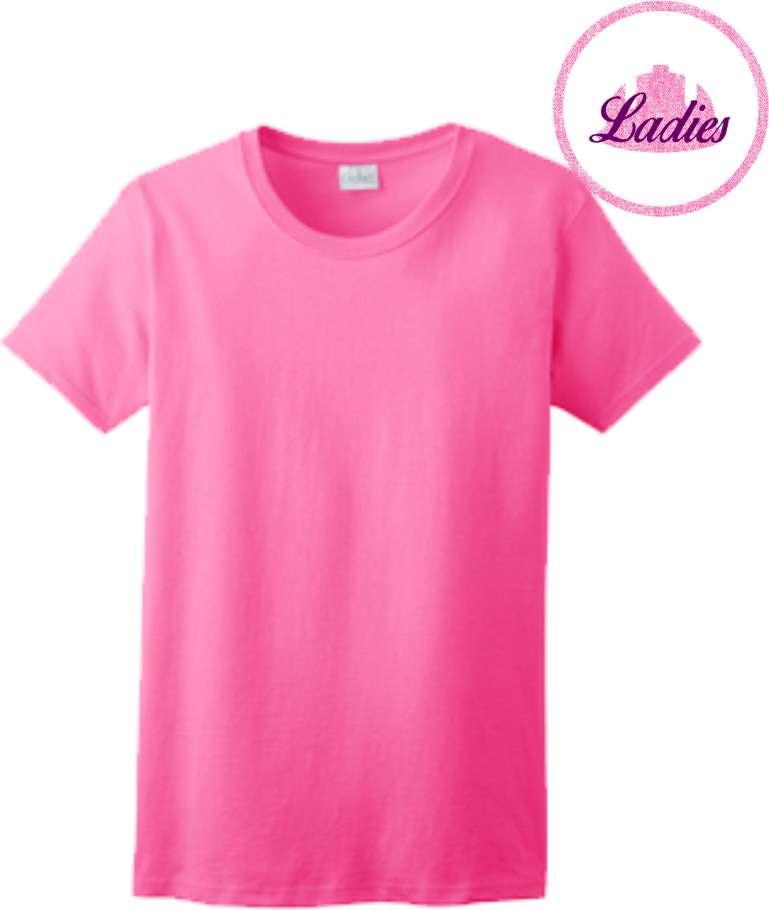 Ladies Safety Pink Short Sleeve T-Shirt - 50/50 Cotton/Poly (Preshrunk)  *Custom Printing Available*