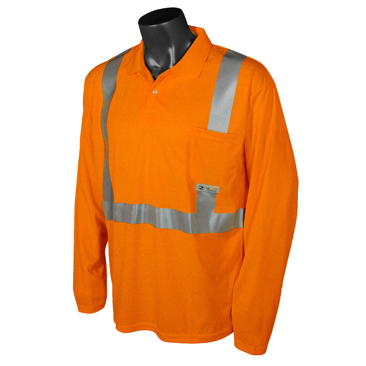 Class 2 Hi Vis Safety Orange Long Sleeve Polo Shirt