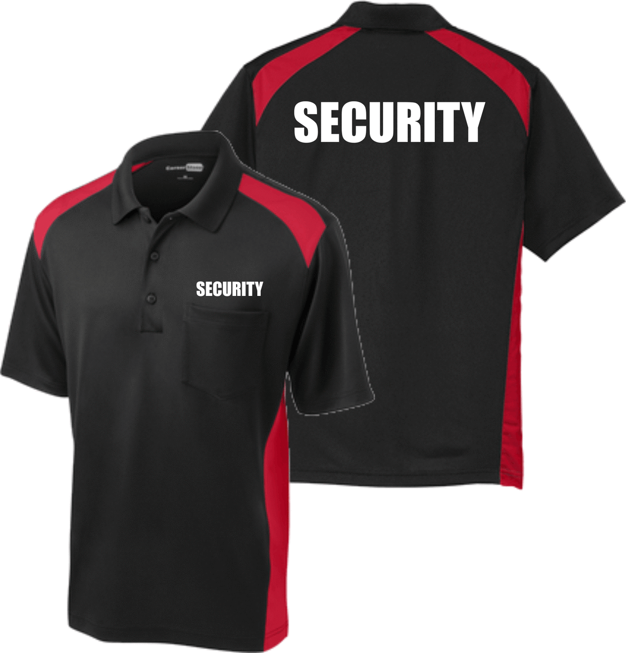 CS416 Black REd Security two tone Pocket Polo Snag Proof