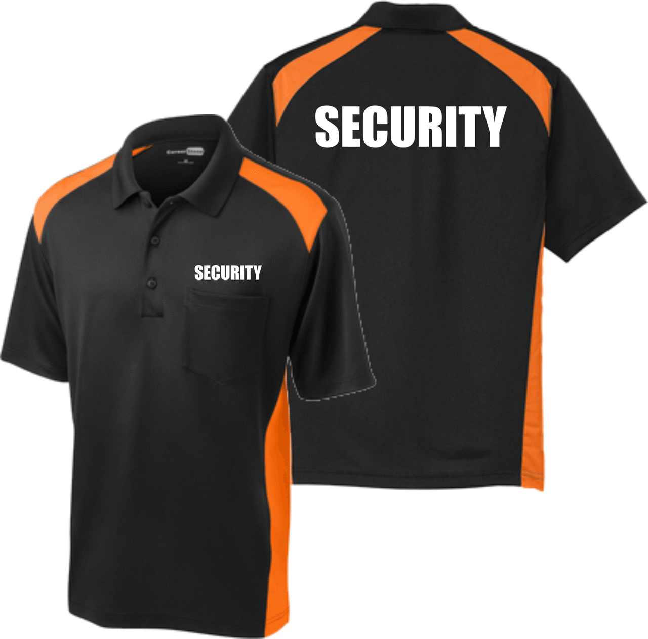 CS416 Black Shock Orange Security two tone Pocket Polo Snag Proof