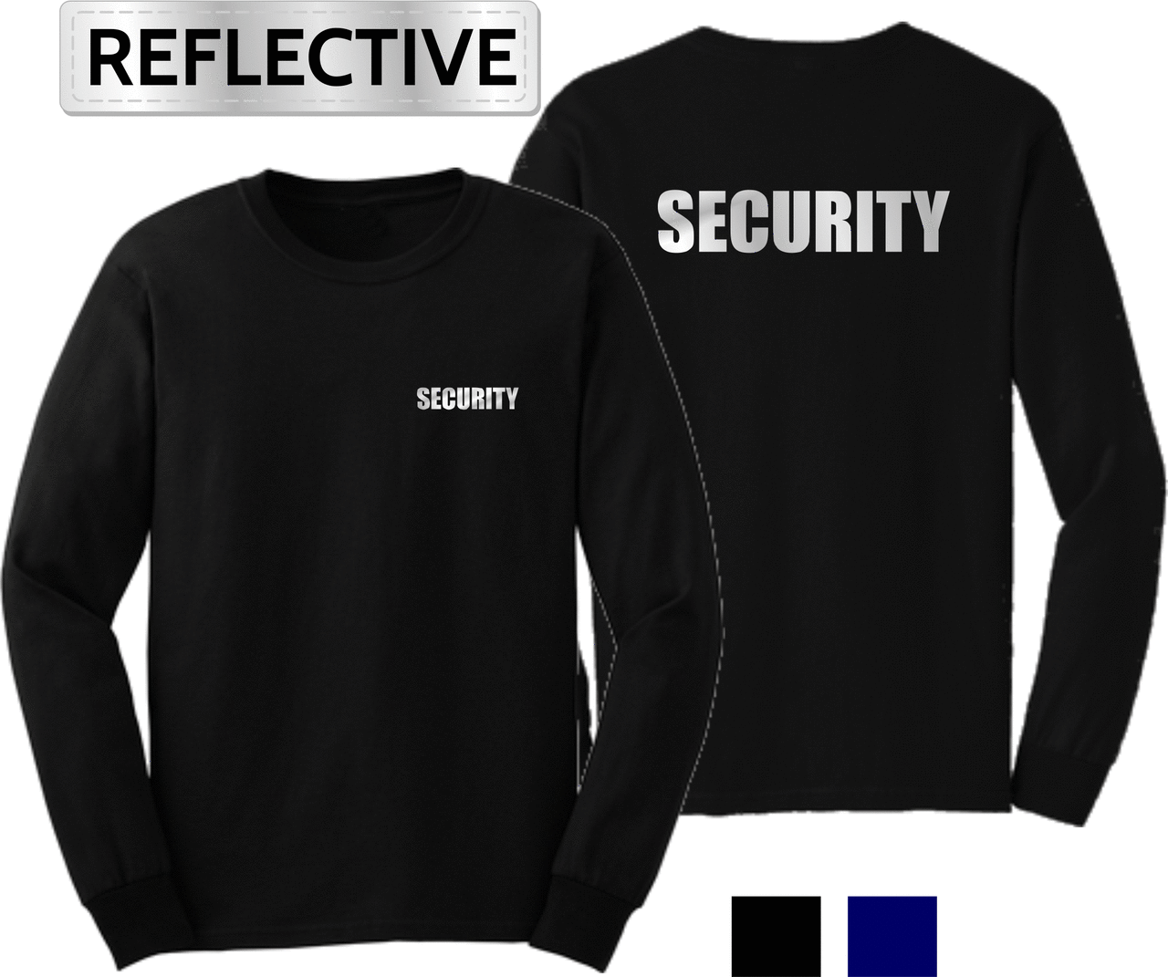 Security Reflective Black Long Sleeve T Shirt