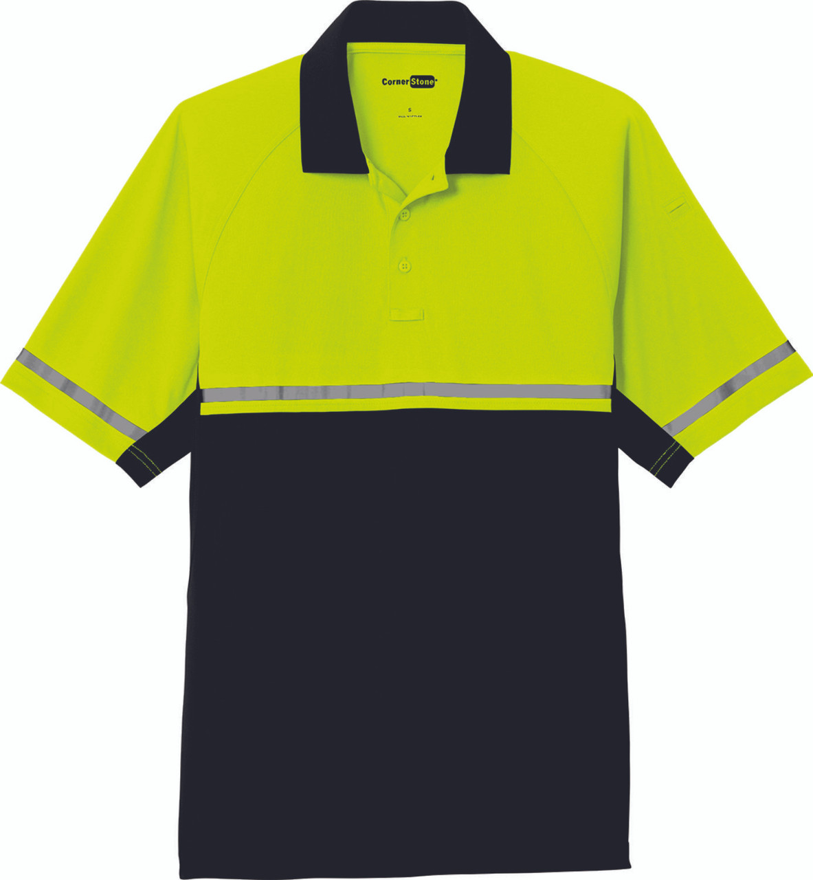 2-tone Safety Yellow with Black Bottom Polo with Reflective Stripe Front