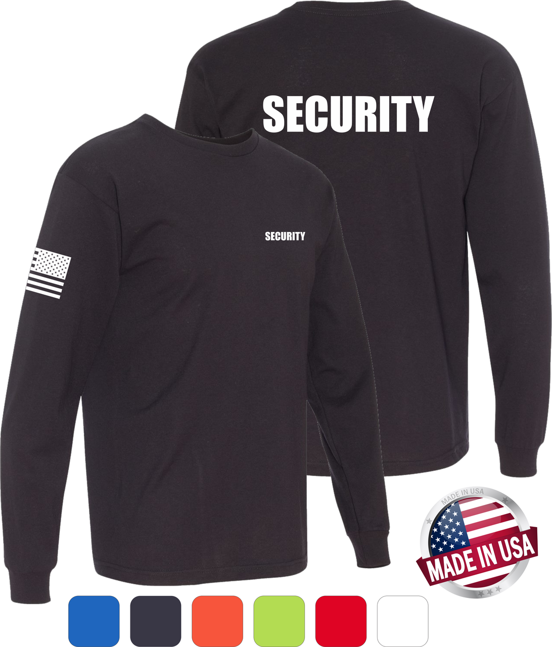 Black 'Security' Shirt Long Sleeve SECURITY Shirt S 4XL 